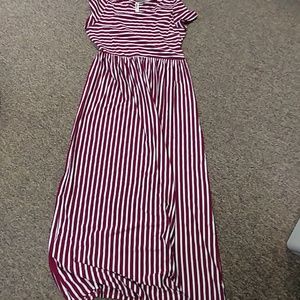 Maroon & white striped maxi